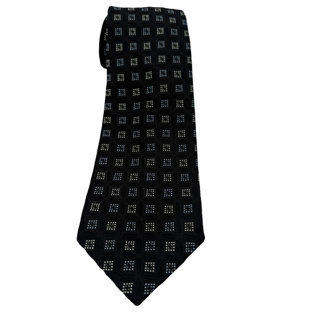 Robert Talbott Best of Class Nordstrom Silk Tie Black Silver Geometric USA TG27